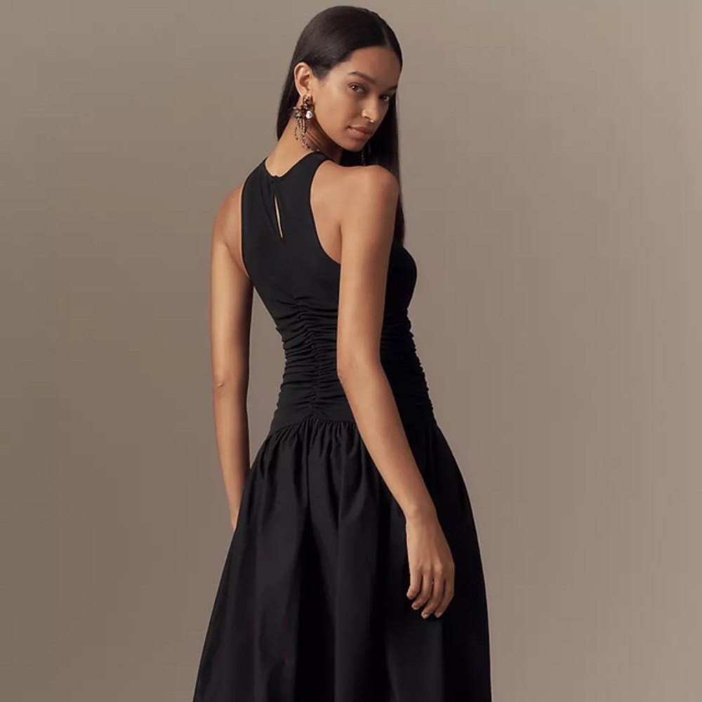 By Anthropologie Twofer Halter Drop-Waist Midi Dress Sz M - Picture 4 of 14